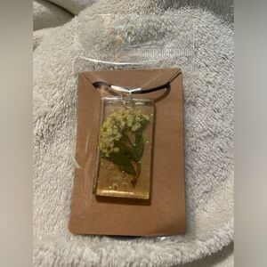 Real Dried flower handcrafted 18 ‘ necklace. Leather Necklace Cord w Clasps .